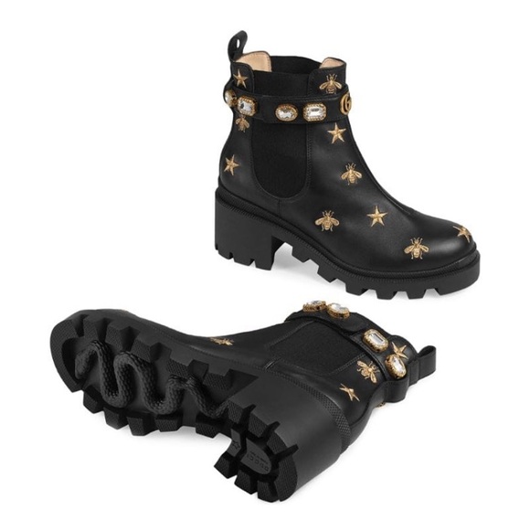 Gucci embroidered leather ankle boot with belt - Picture 5 of 8